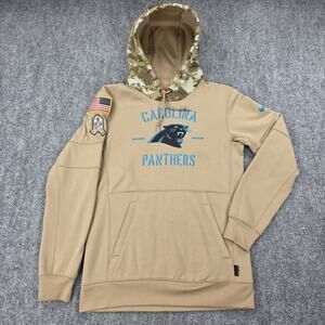 Carolina Panthers Hoodie Mens Small Beige NFL Football Nike Salute To Service